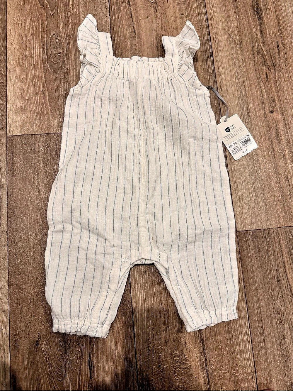 Cloud island Baby Striped Romper White & Blue Size 12M NWT